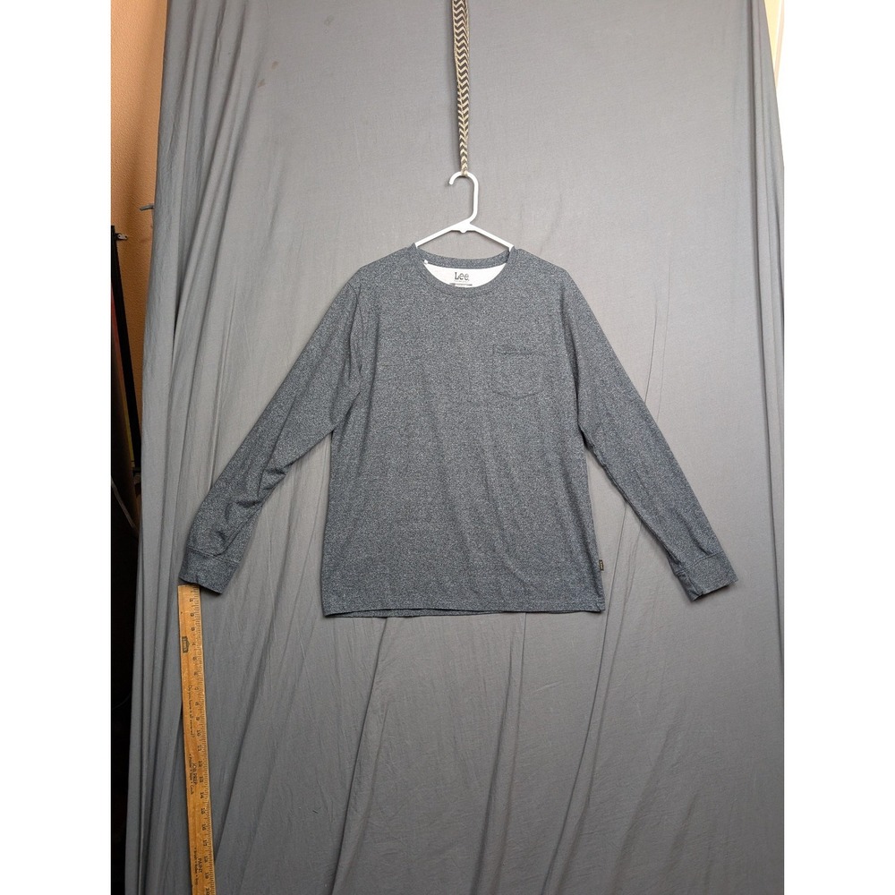 Lee Men's Long Sleeve Cotton Pocket T-Shirt Gray Medium